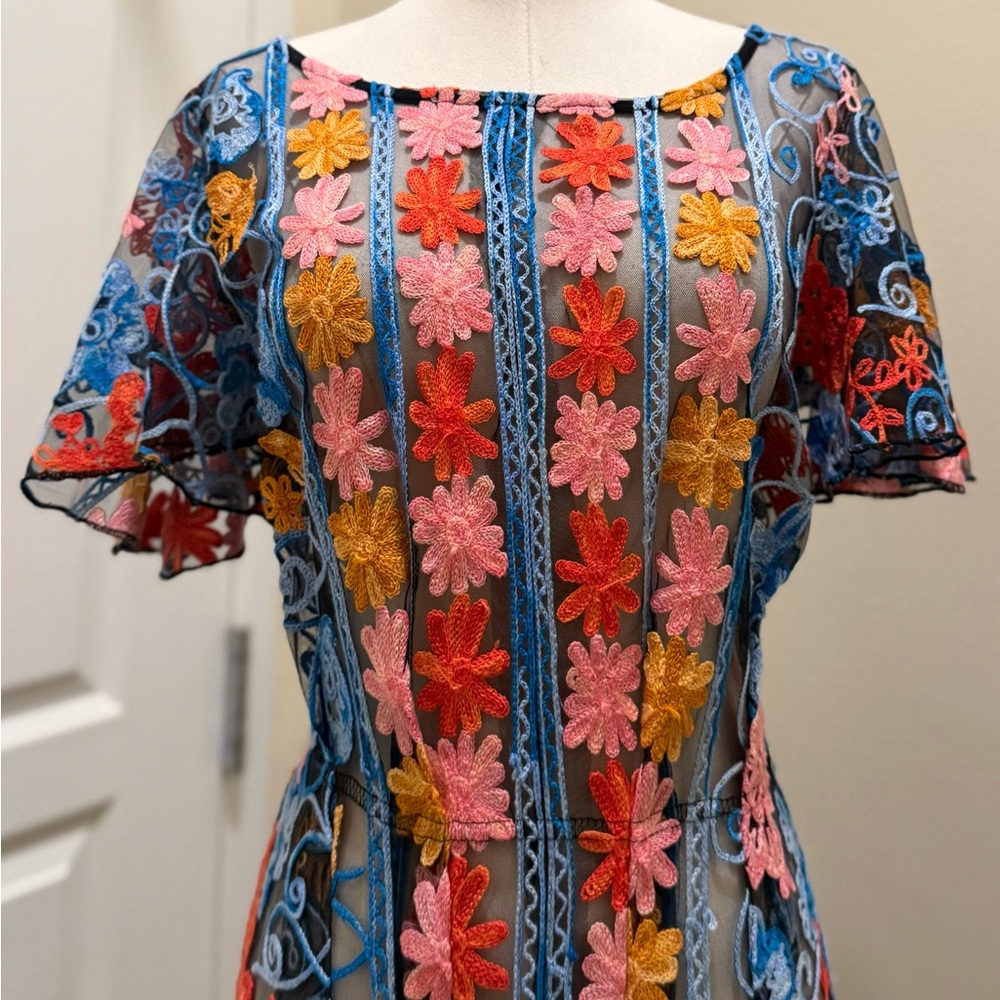 Anthropologie Floral Embroidered Mini Dress - Multicolor - Picture 3 of 4
